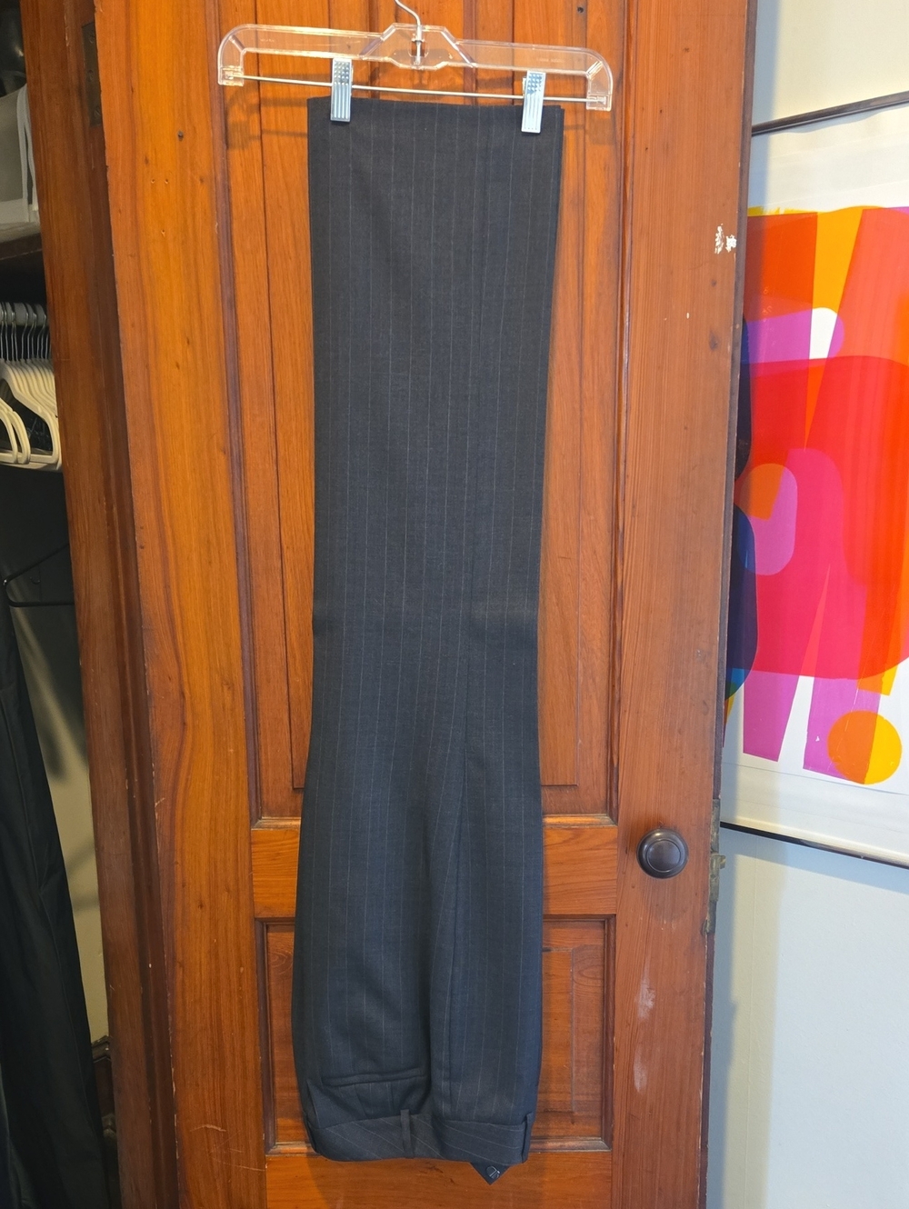 Wool Ann Taylor Women's Charcoal Gray with Lavender Pinstripe Dress Pants